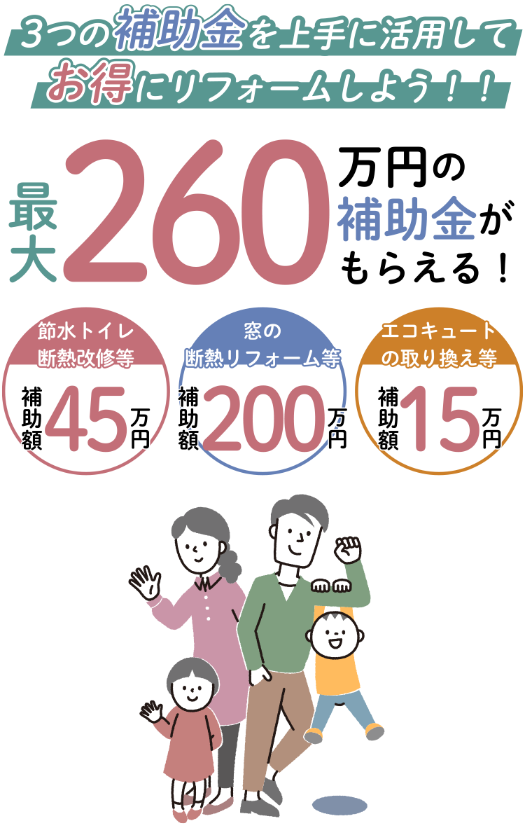 3つの補助金を上手に活用してお得にリフォーム